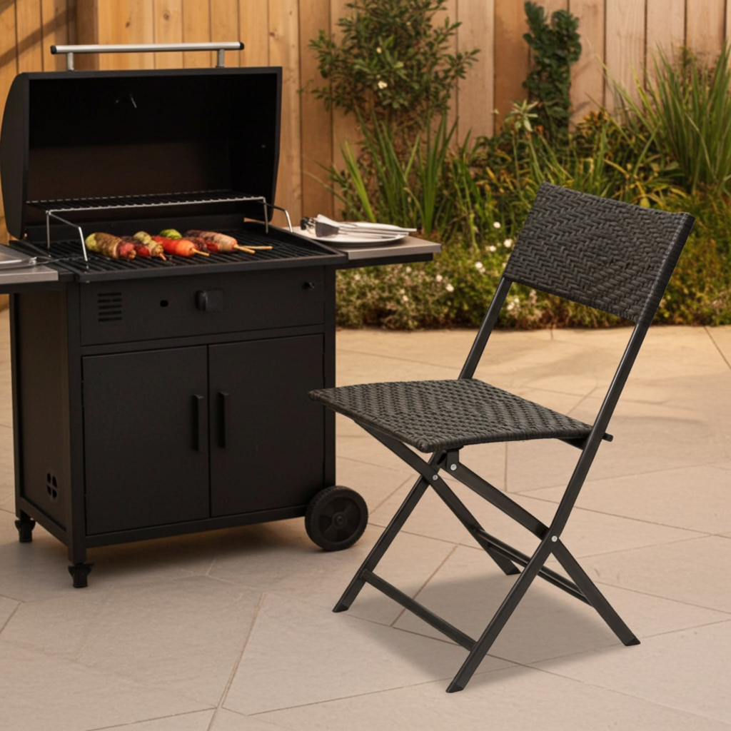 2 x Alfresco Rattan Wicker Folding Outdoor Chairs