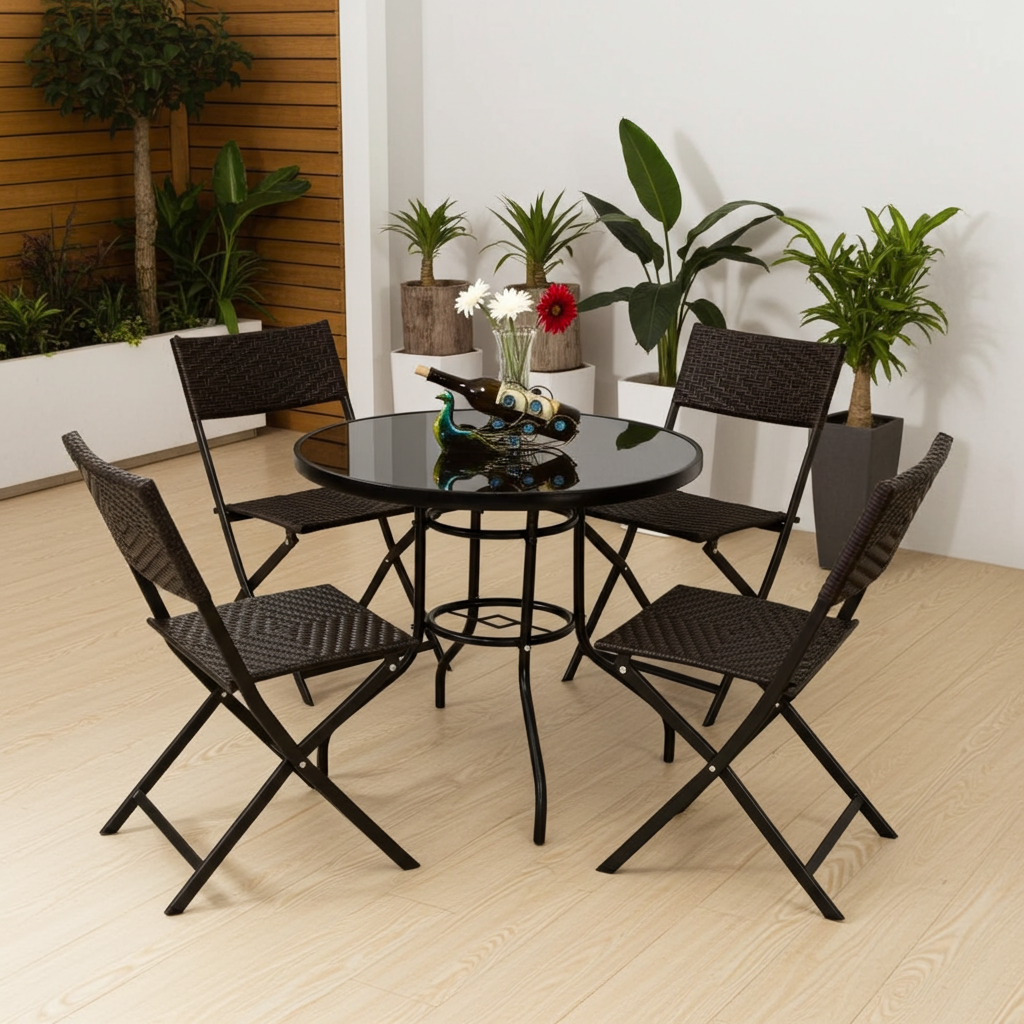 4 x Alfresco Rattan Wicker Folding Outdoor Chairs