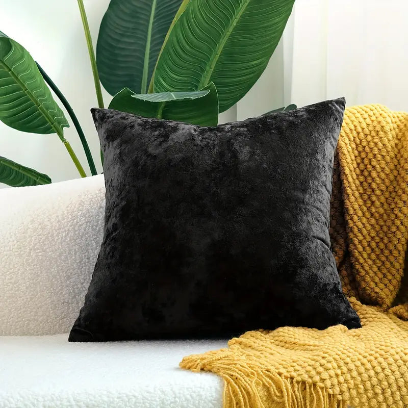 Luxe Velvet Soft Plush Cushion Throw Pillow (Black)