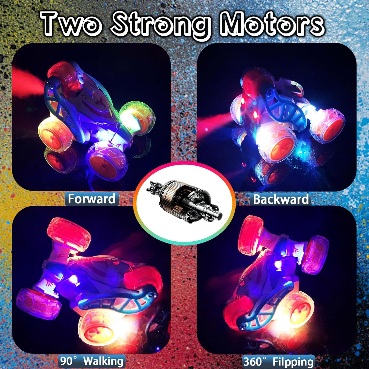 5 Wheels RC Extreme Twist Mist Mini Remote Control Stunt Car (Purple & Green)