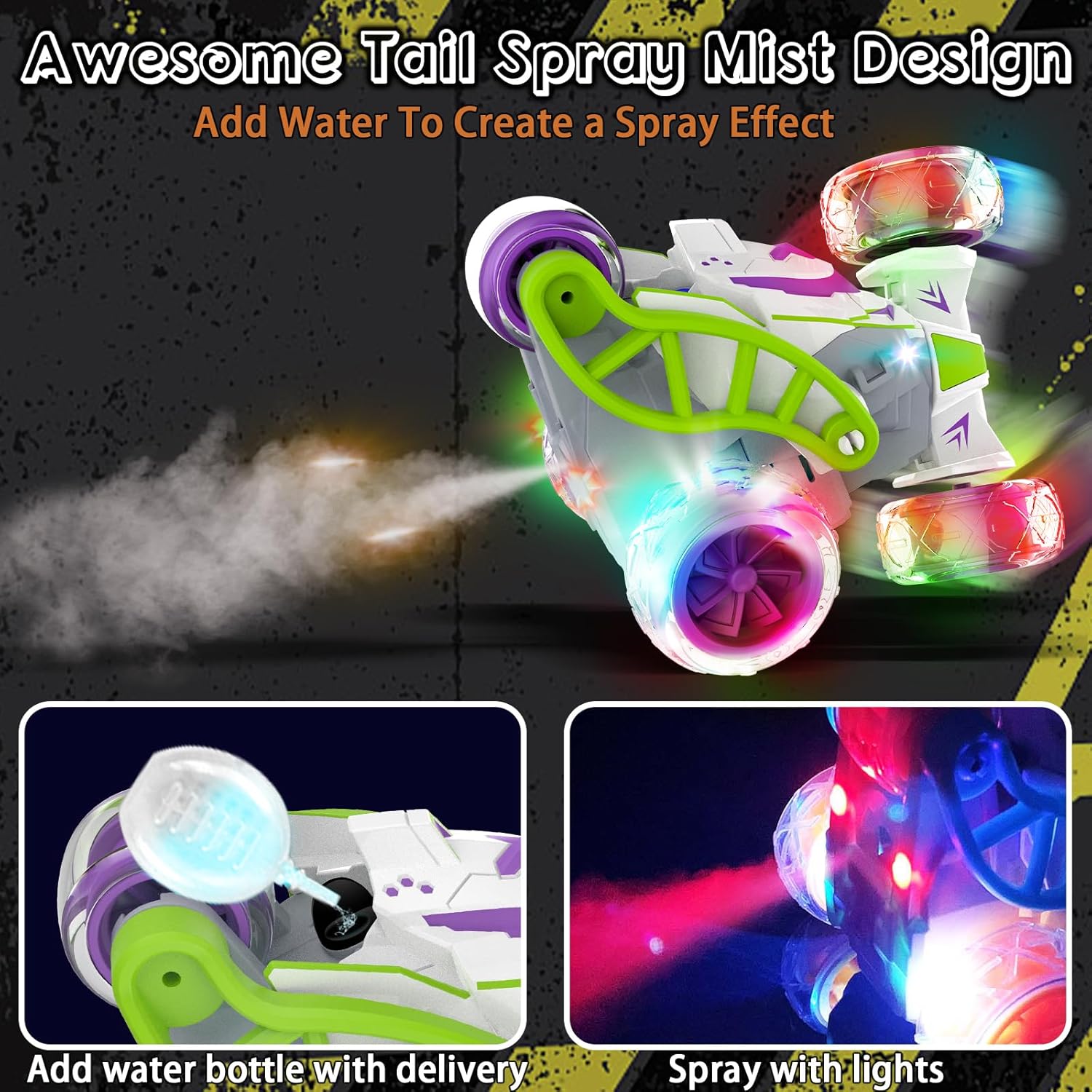 5 Wheels RC Extreme Twist Mist Mini Remote Control Stunt Car (Blue & Orange)