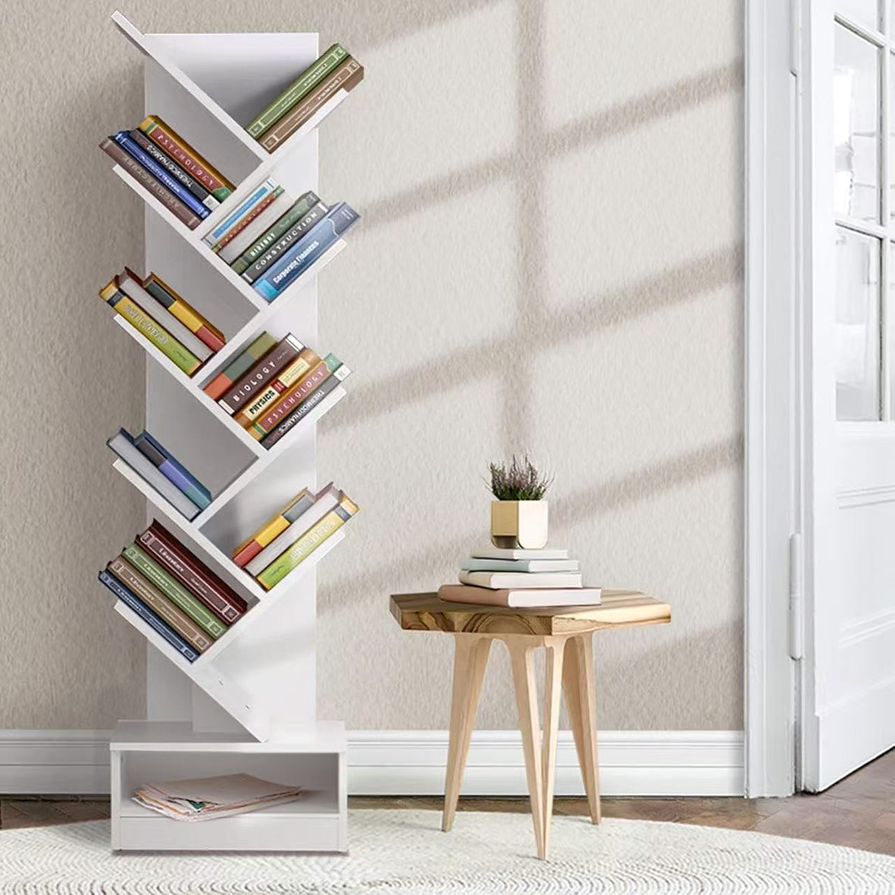 Resort Bookshelf Display Cabinet Shelf Bookcase Organizer (White)