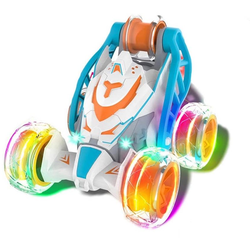 5 Wheels RC Extreme Twist Mist Mini Remote Control Stunt Car (Blue & Orange)