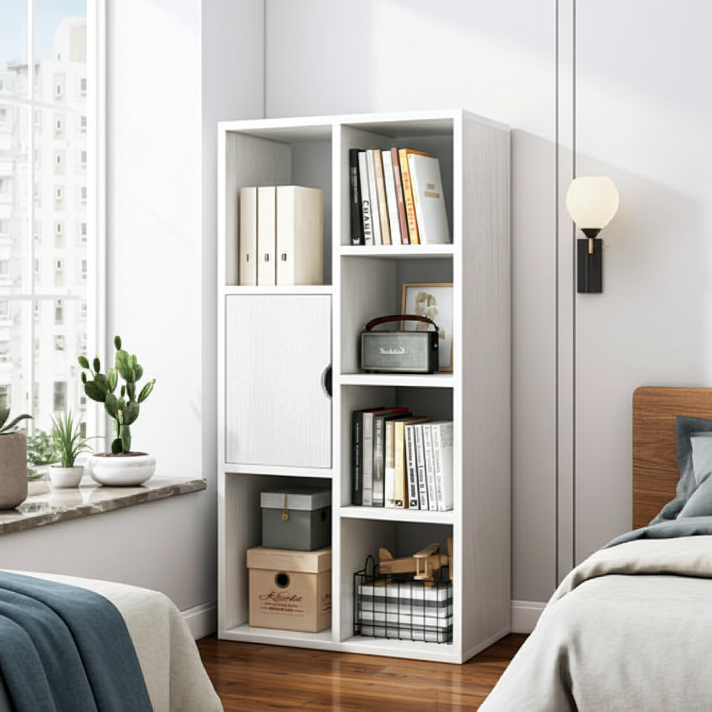 Aura Organizer Bookcase Storage Display Shelf Cabinet Closet (White)