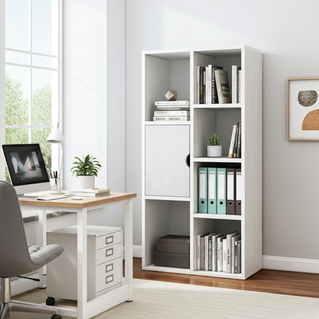 Aura Organizer Bookcase Storage Display Shelf Cabinet Closet (White)