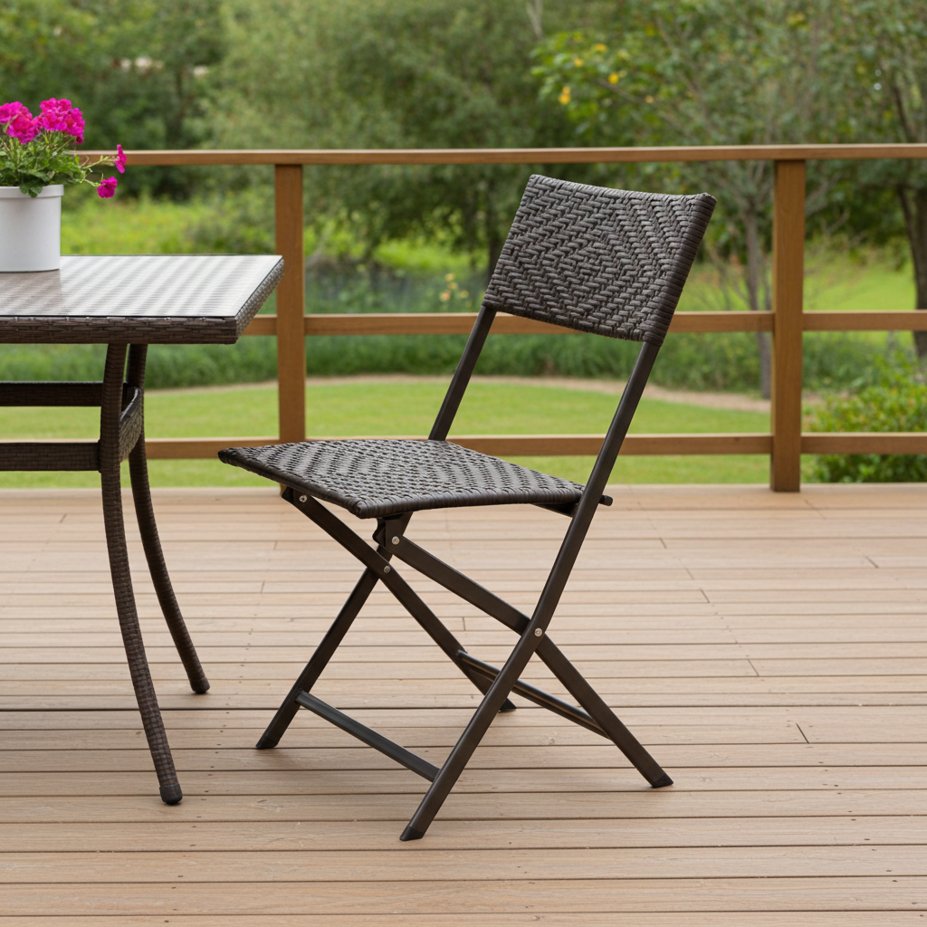 2 x Alfresco Rattan Wicker Folding Outdoor Chairs