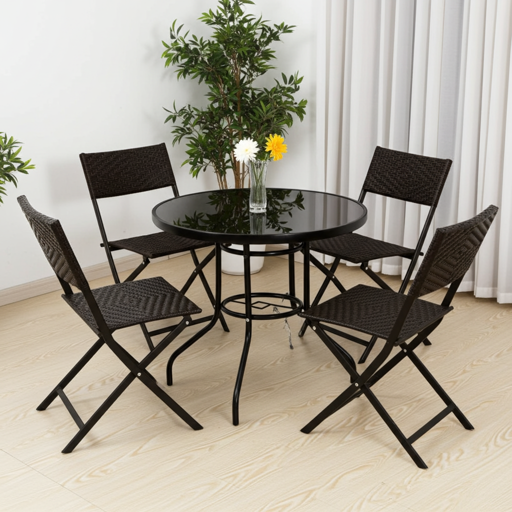 4 x Alfresco Rattan Wicker Folding Outdoor Chairs