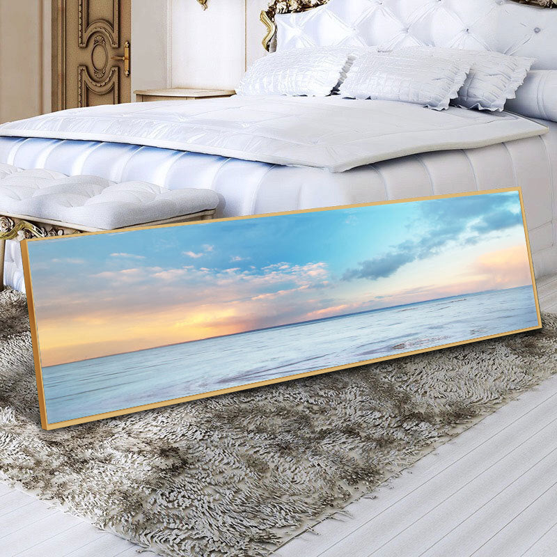 Beach Painting Framed Long Canvas Wall Art - 100cm x 30cm