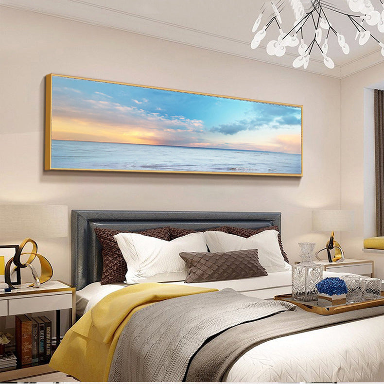 Beach Painting Framed Long Canvas Wall Art - 100cm x 30cm