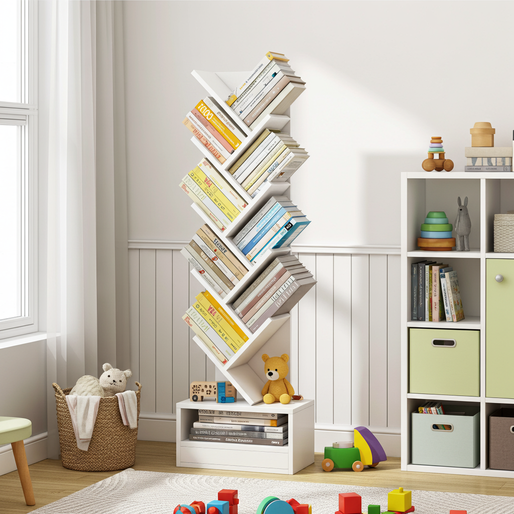Resort Bookshelf Display Cabinet Shelf Bookcase Organizer (White)