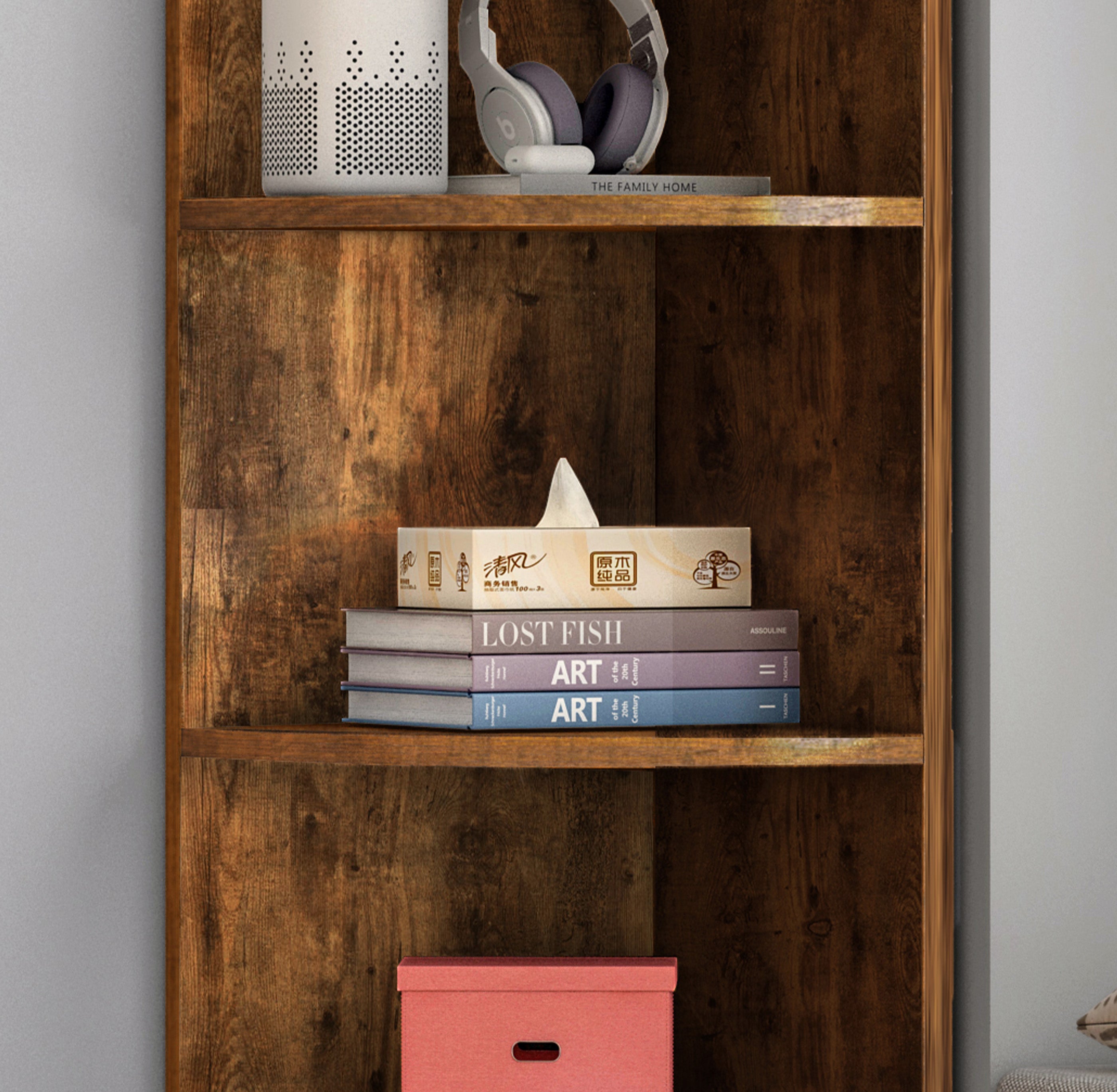 Inspire 6 Tier Large Stylish Rustic Wooden Corner Shelf Unit