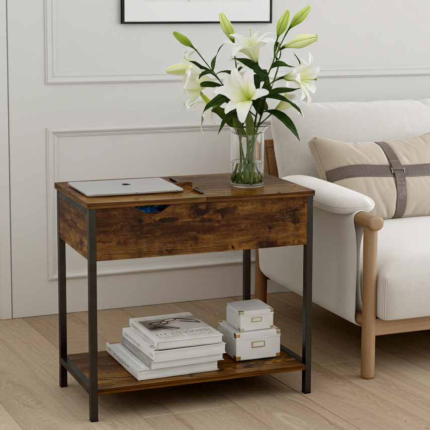Solara Rustic Versatile Side Console Table Desk with Drawer & Shelf
