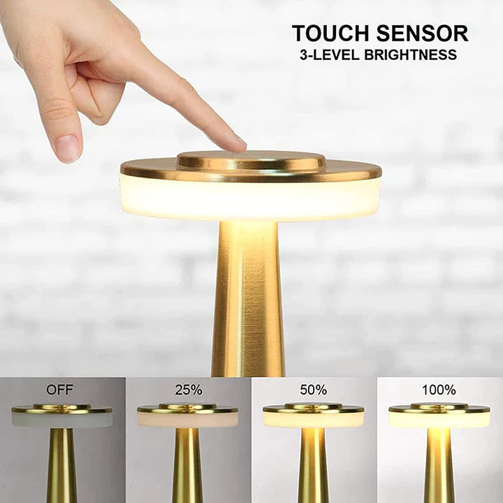 Luxe LED Table Lamp Portable Cordless Touch Sensor Night Light (Gold)