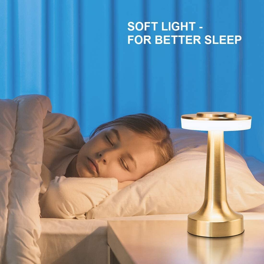 Luxe LED Table Lamp Portable Cordless Touch Sensor Night Light (Gold)