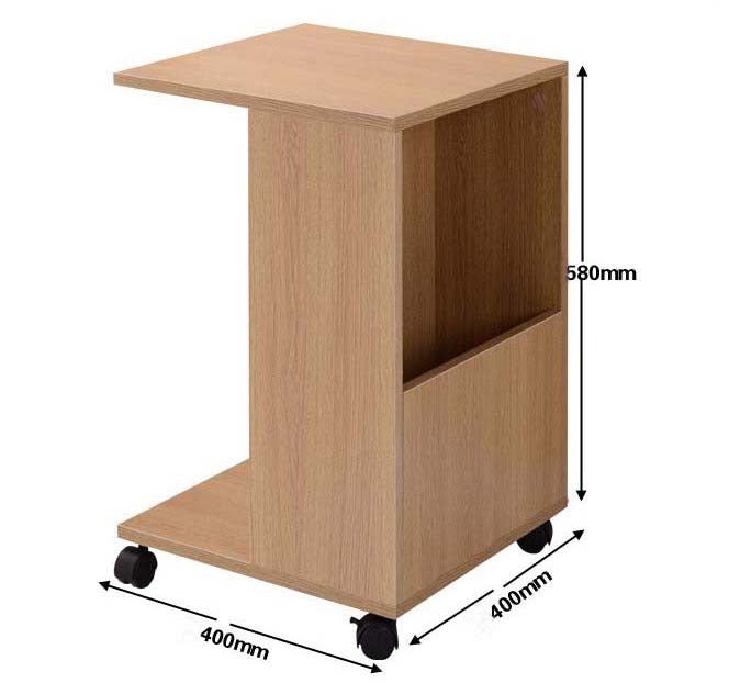 Hermes Sofa Side Table with Magazine Holder (White)