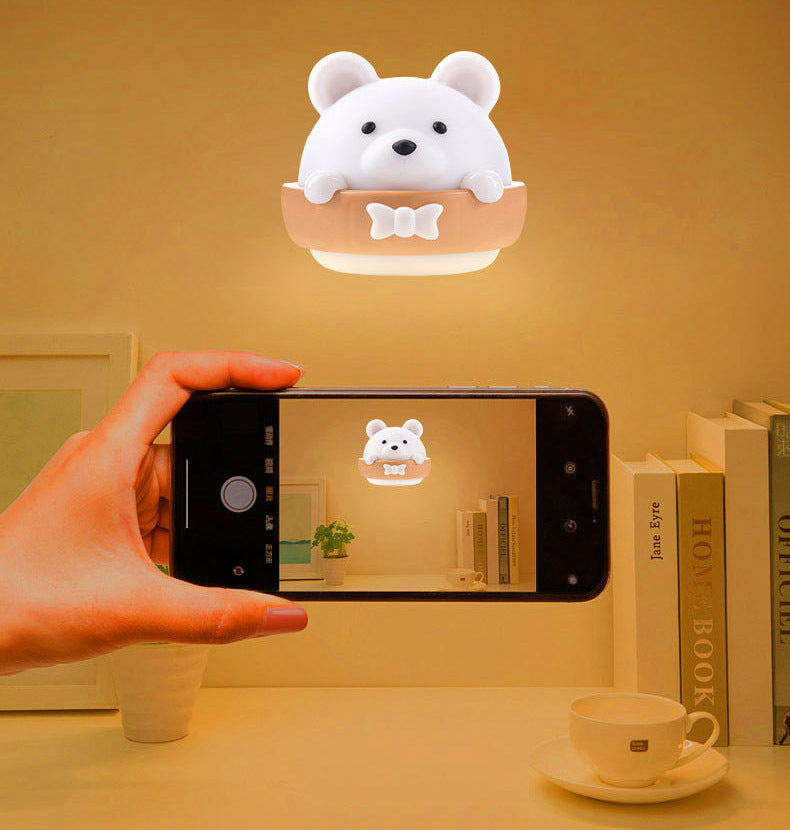 Multifunction Cute Bear Remote Control LED Light USB Rechargeable Lamp