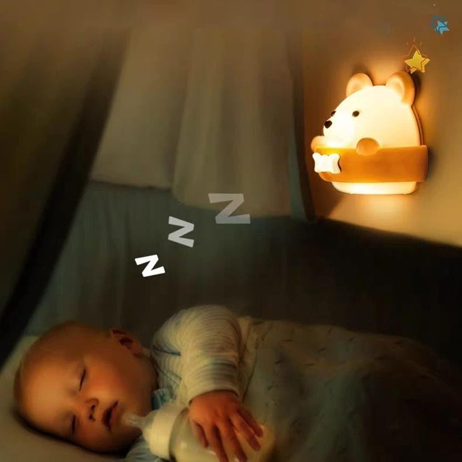 Multifunction Cute Bear Remote Control LED Light USB Rechargeable Lamp