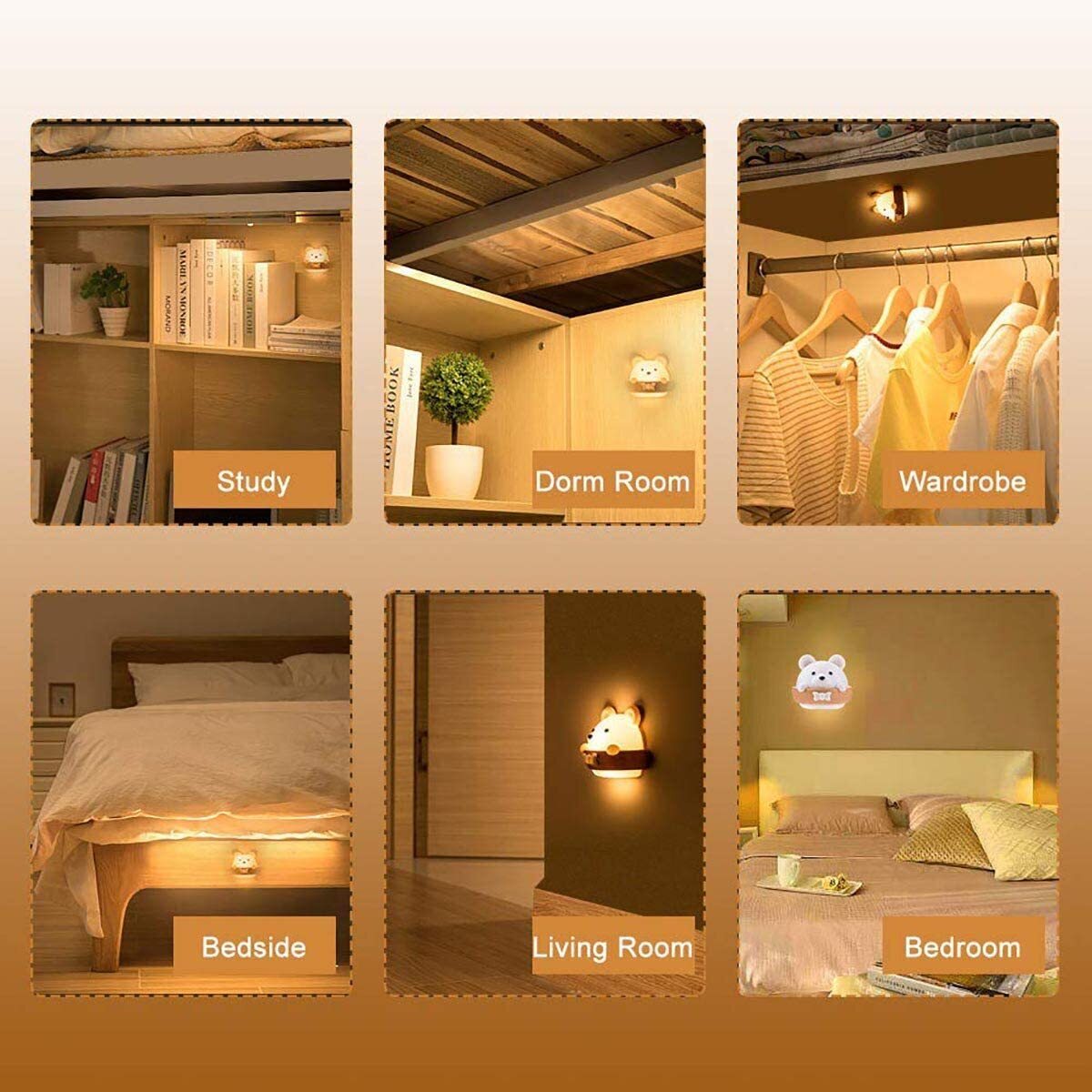 Multifunction Cute Bear Remote Control LED Light USB Rechargeable Lamp