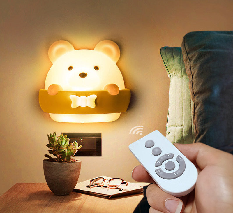 Multifunction Cute Bear Remote Control LED Light USB Rechargeable Lamp