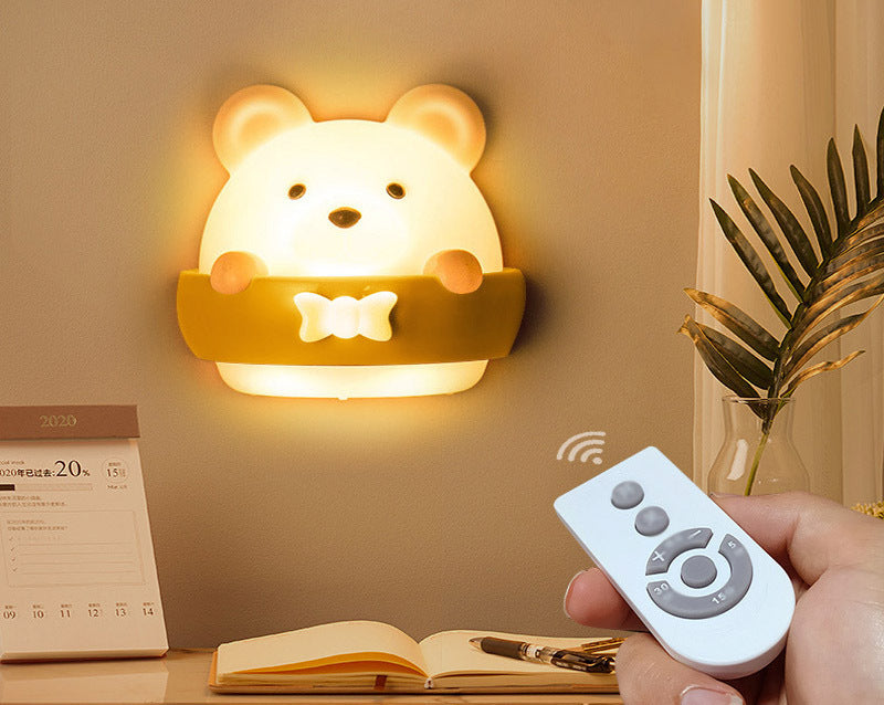 Multifunction Cute Bear Remote Control LED Light USB Rechargeable Lamp