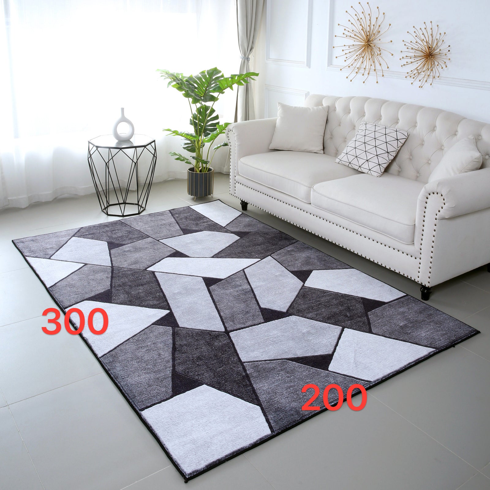 XL Extra Large Lush Plush Rock Rug Carpet Mat (300 x 200)