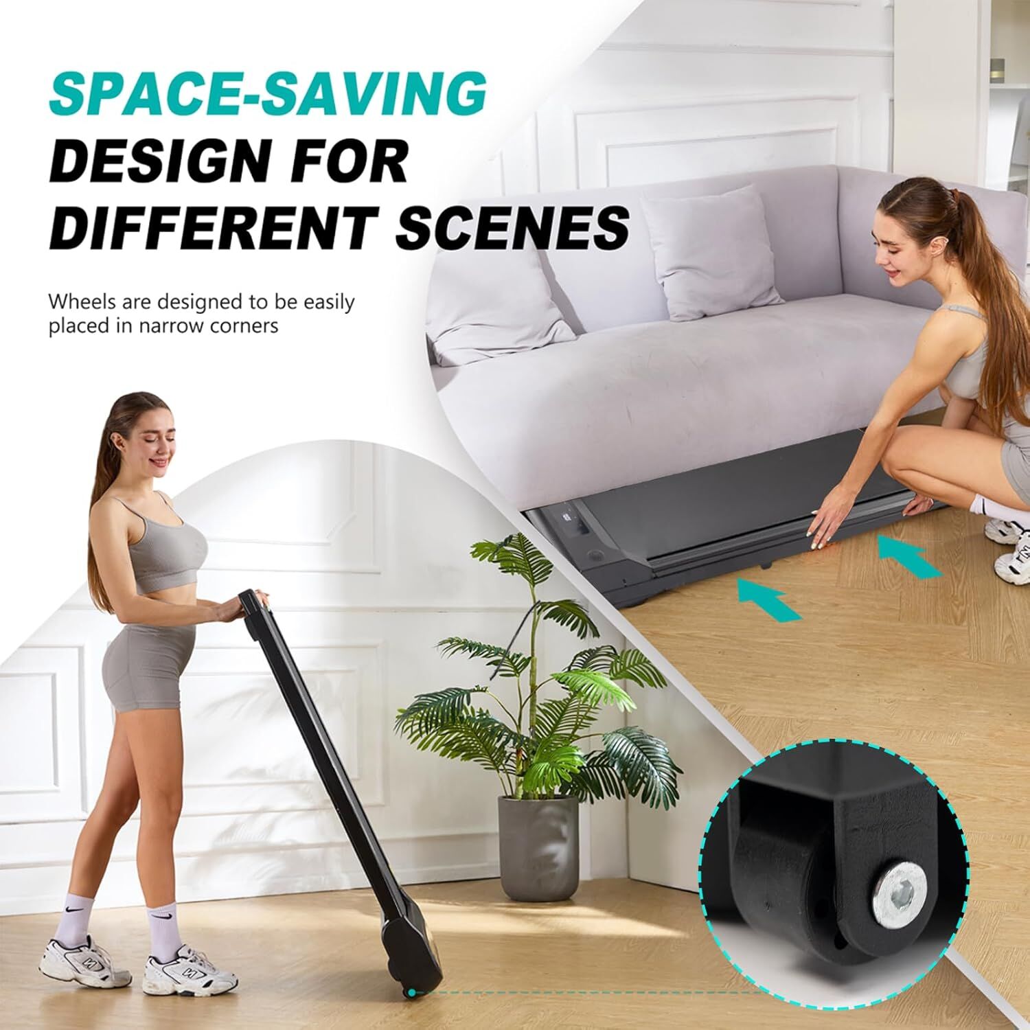 2-in-1 Fitness Electric Treadmill Exercise Machine Walking Running Pad