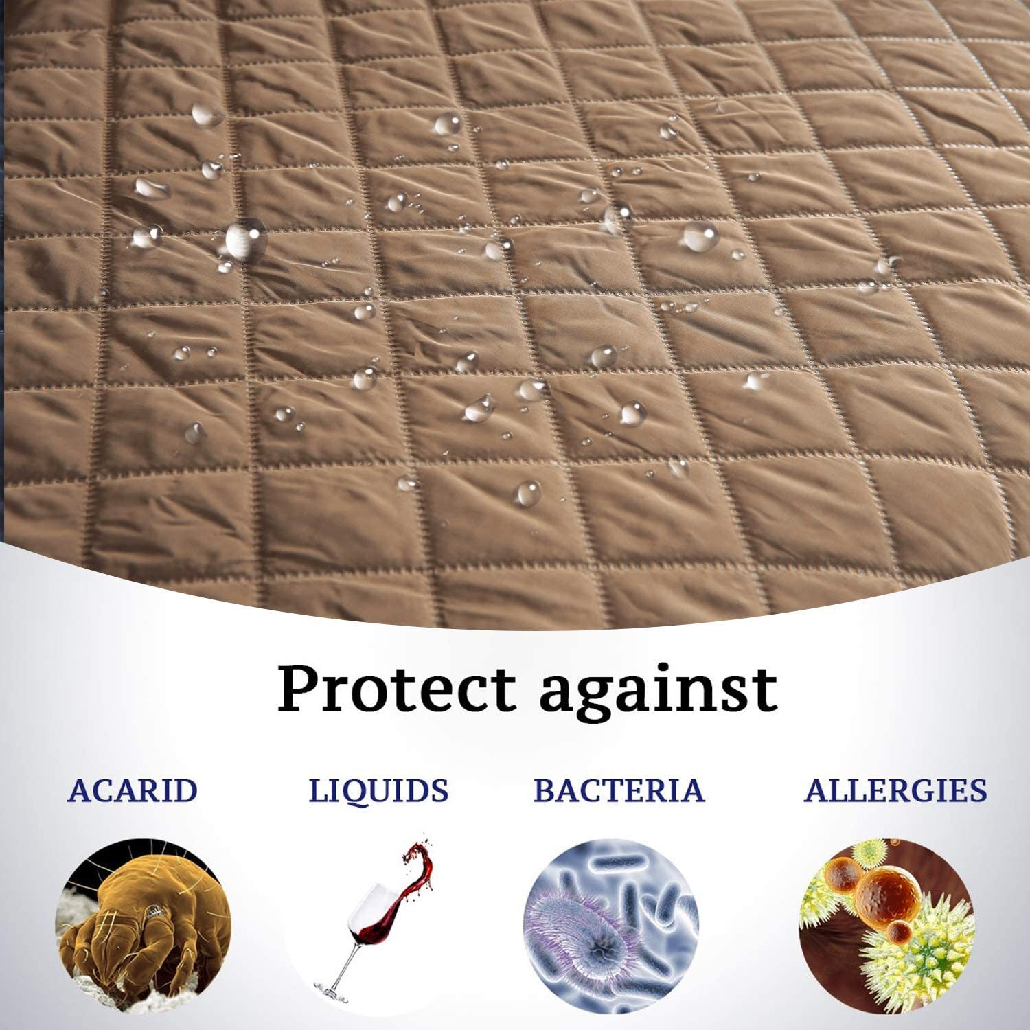 Deluxe 2-Seater Sofa Slipcover Quilted Couch Cover Water Resistant Furniture Protector (Umber)