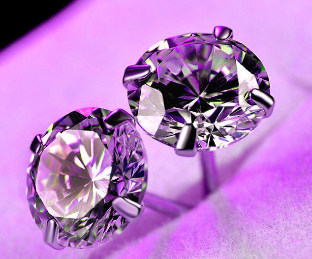 S925 Sterling Silver 2 Carats CZ Diamond Stud Earrings