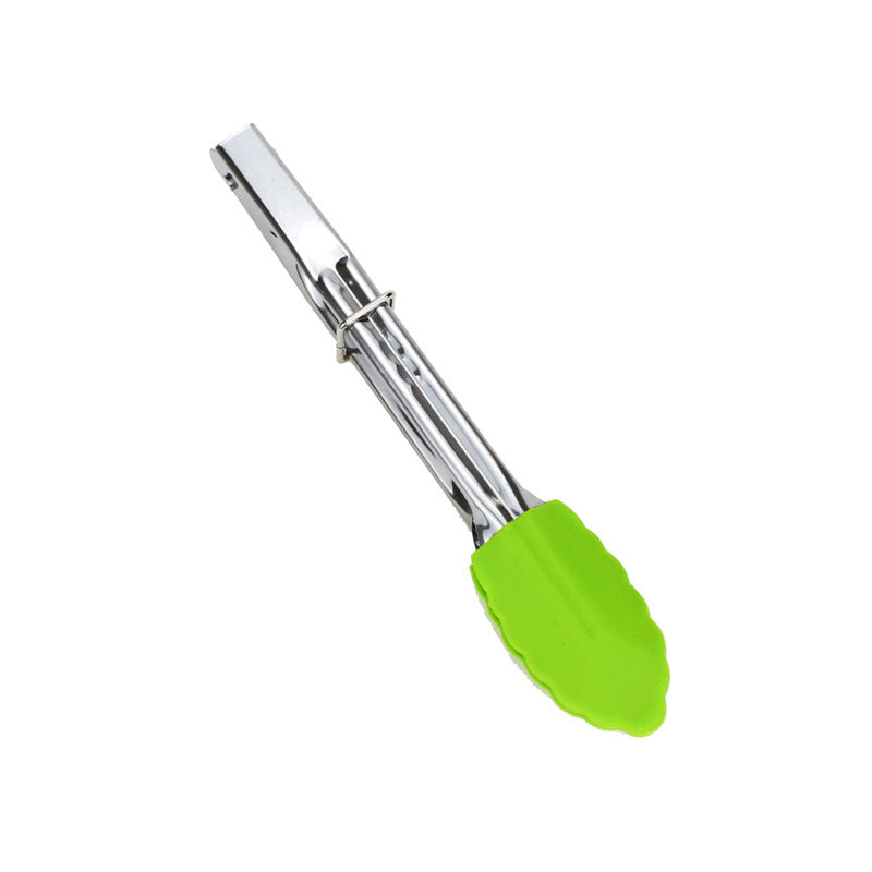 18cm Good Grip Stainless Steel Mini Tongs with Silicone Tips - Green