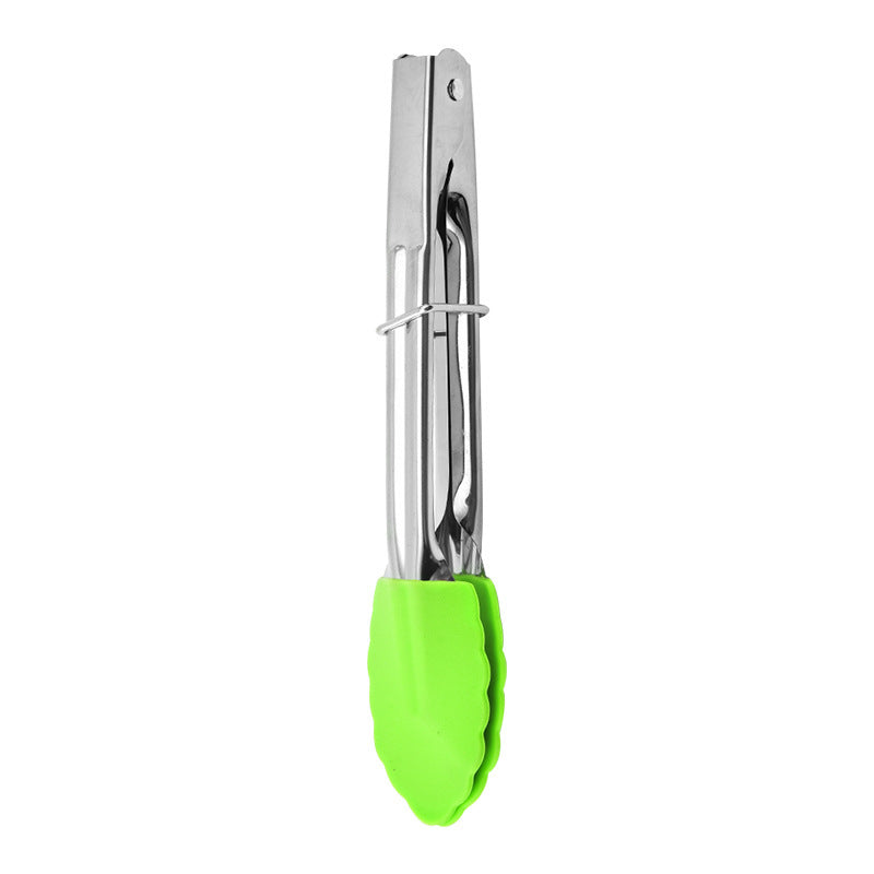 18cm Good Grip Stainless Steel Mini Tongs with Silicone Tips - Green