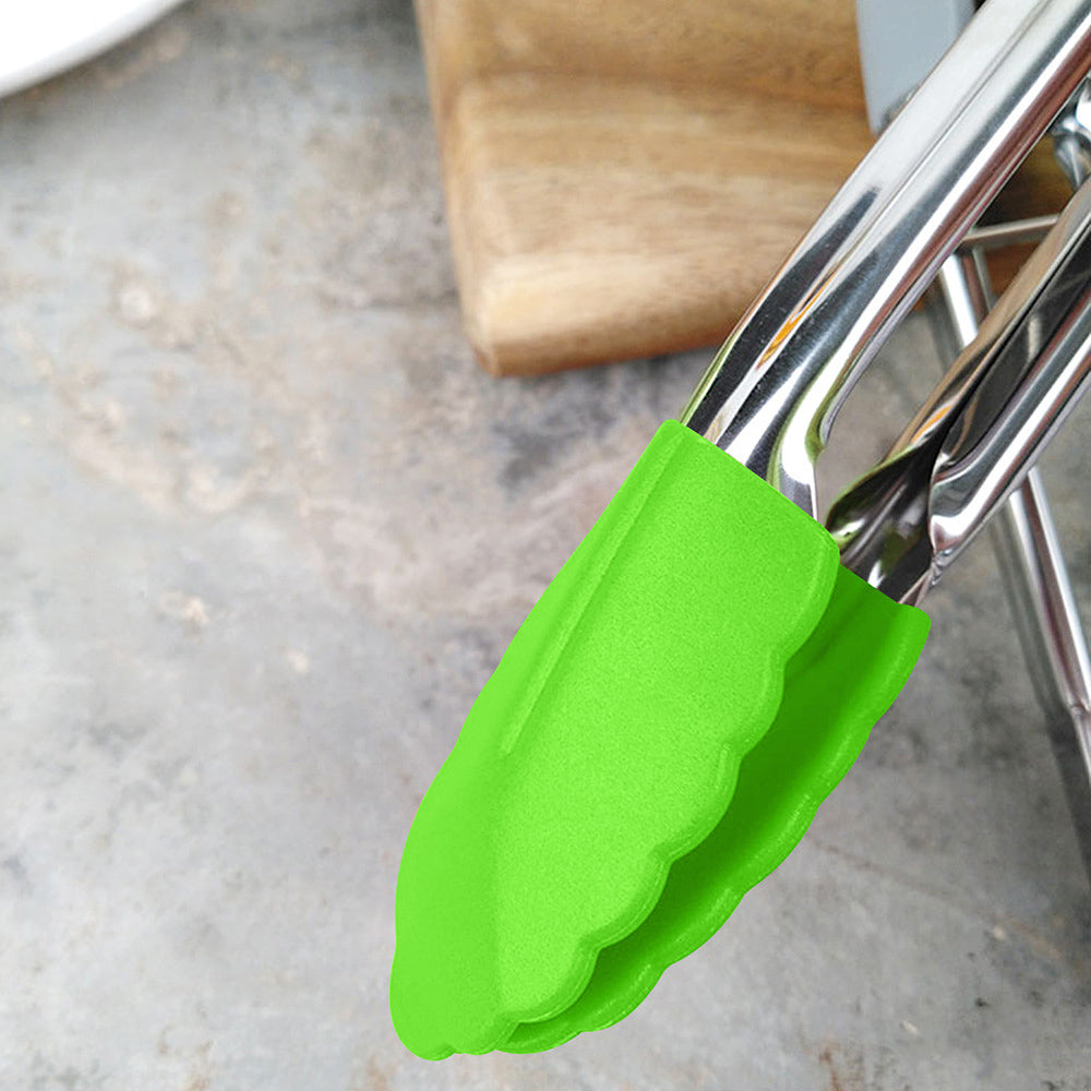 18cm Good Grip Stainless Steel Mini Tongs with Silicone Tips - Green
