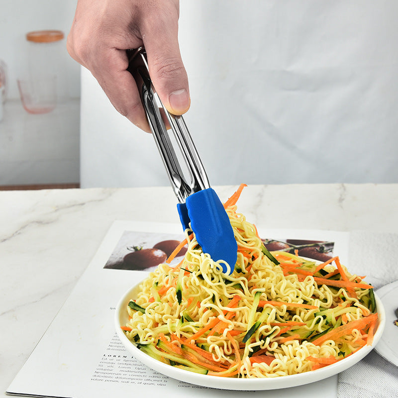 18cm Good Grip Stainless Steel Mini Tongs with Silicone Tips - Green