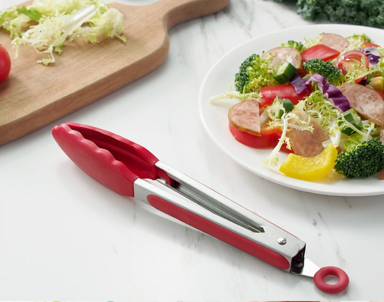 27cm Good Grip Silicone Stainless Steel Tongs (Red)