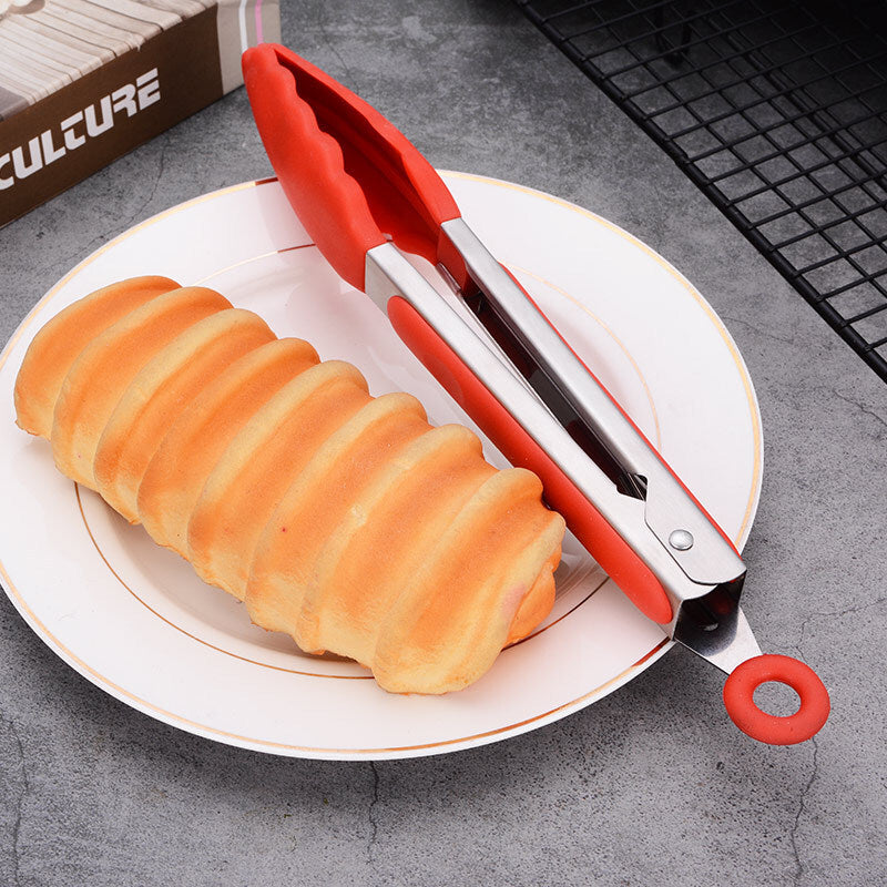 27cm Good Grip Silicone Stainless Steel Tongs (Red)