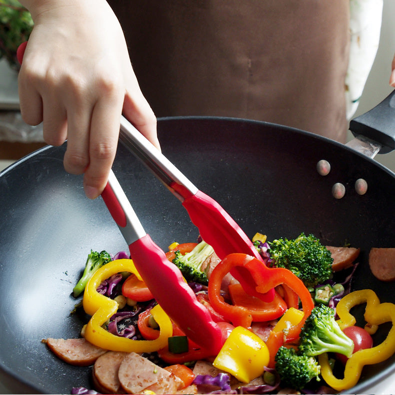 27cm Good Grip Silicone Stainless Steel Tongs (Red)