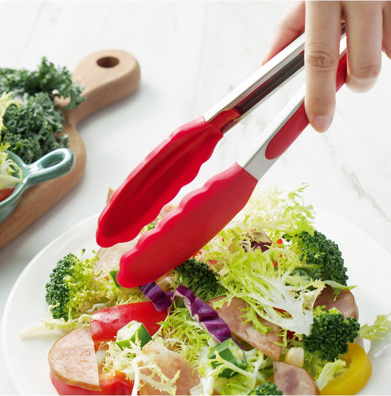 27cm Good Grip Silicone Stainless Steel Tongs (Red)