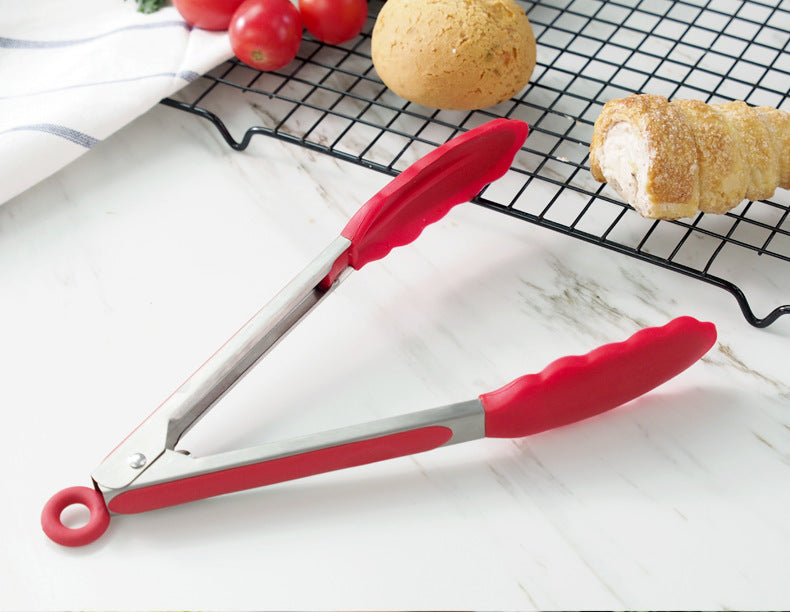27cm Good Grip Silicone Stainless Steel Tongs (Red)