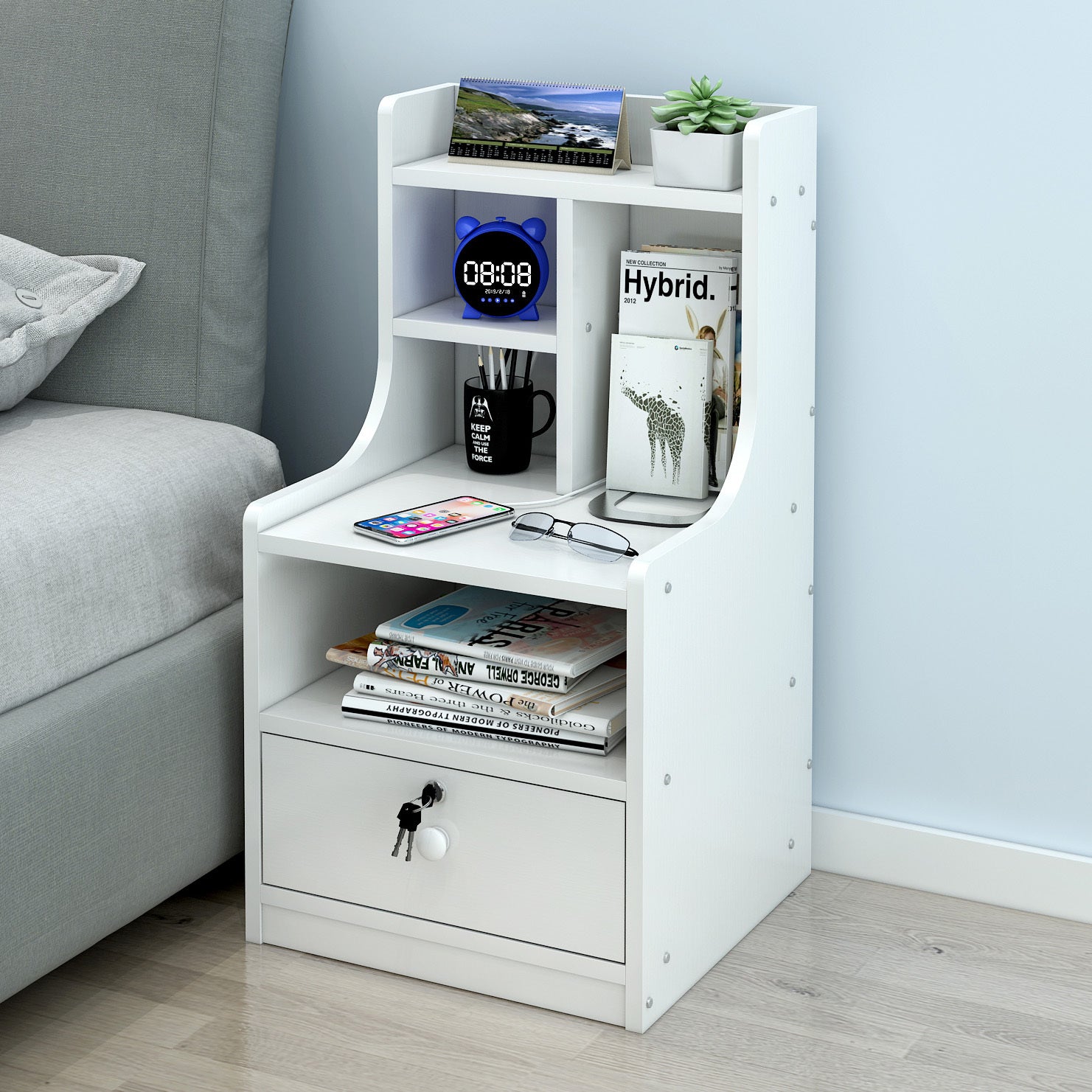 Imperial Bedside Table with Drawer and Shelf (White)