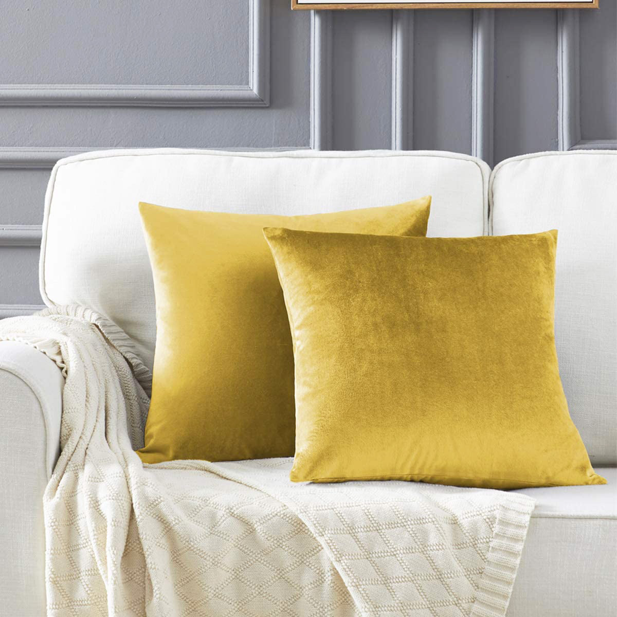 Luxe Velvet Soft Plush Cushion Throw Pillow (Gold Mustard)