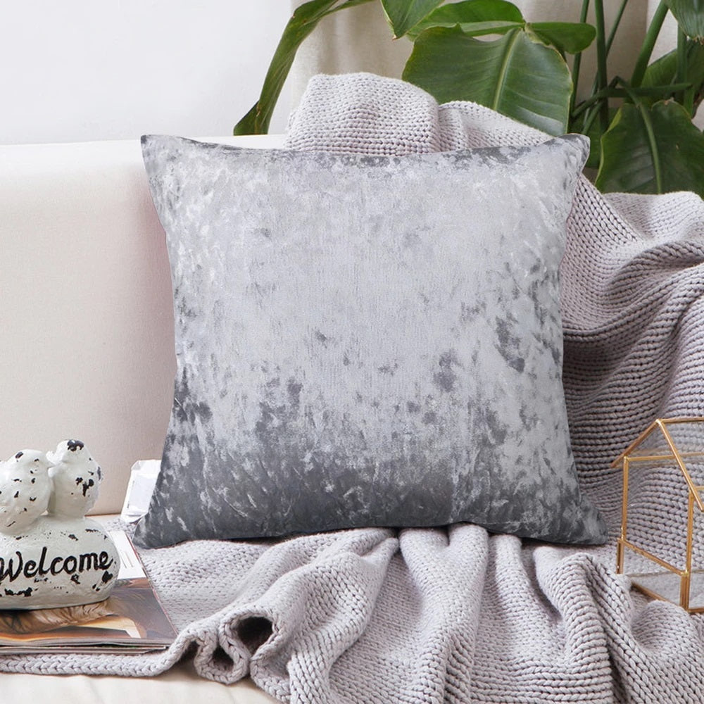 Luxe Velvet Soft Plush Cushion Throw Pillow (Silver)