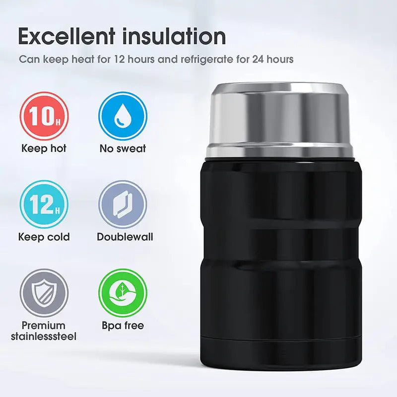 750mL Stainless Steel Vacuum Thermos Insulated Food Jar Lunch Box