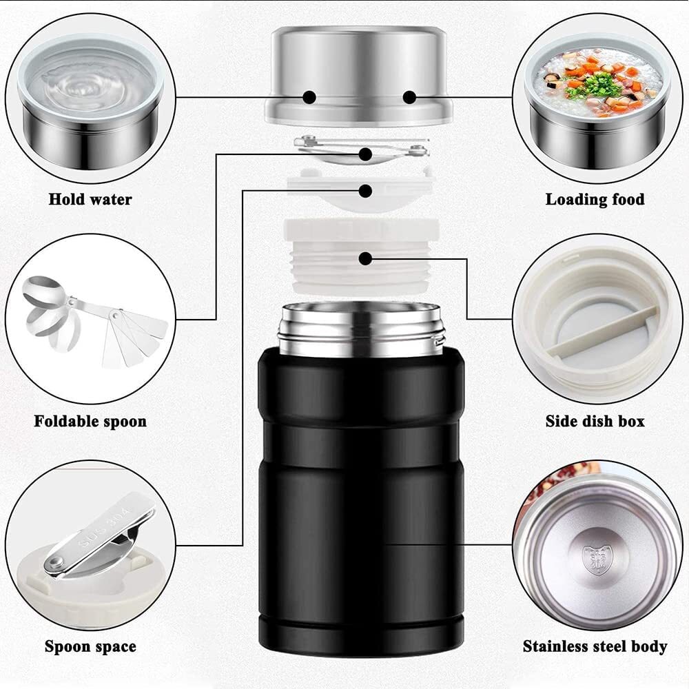 750mL Stainless Steel Vacuum Thermos Insulated Food Jar Lunch Box