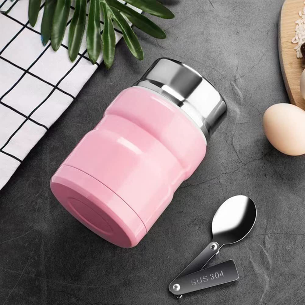 750mL Stainless Steel Vacuum Thermos Insulated Food Jar Lunch Box (Pink)