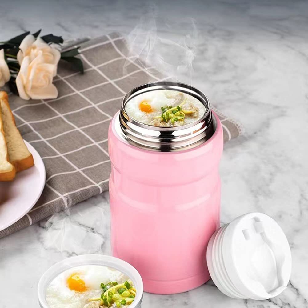 750mL Stainless Steel Vacuum Thermos Insulated Food Jar Lunch Box (Pink)