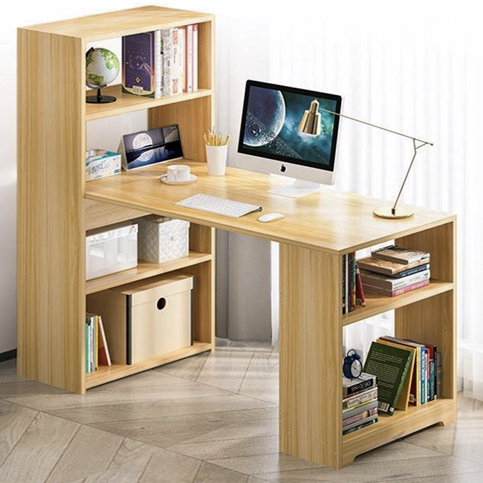 Varossa's Organizer Combination Workstation Computer Desk with 6 Storage Shelves (Oak)