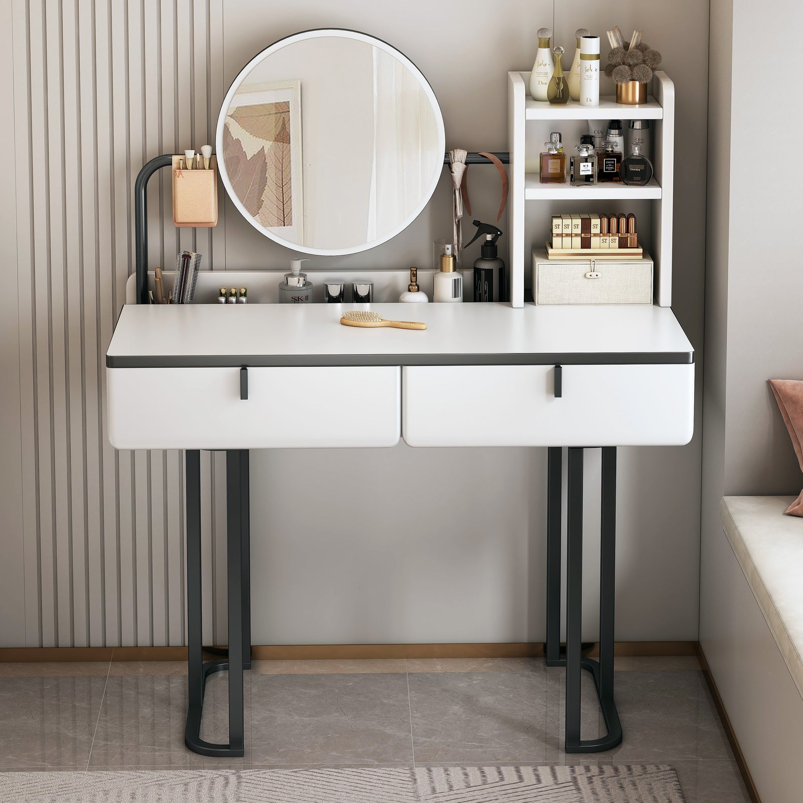 Lioness Dresser Vanity Table with Mirror and Storage Drawers