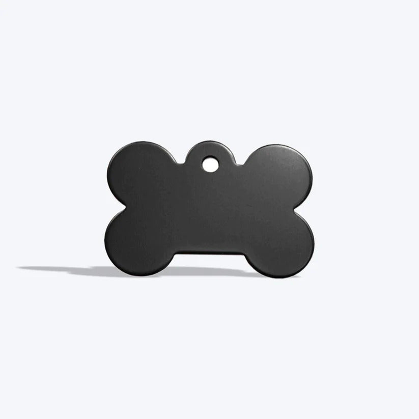 Personalized Name Tag Pet Supplies Dog Bone Shaped Aluminum ID Tag (Black)