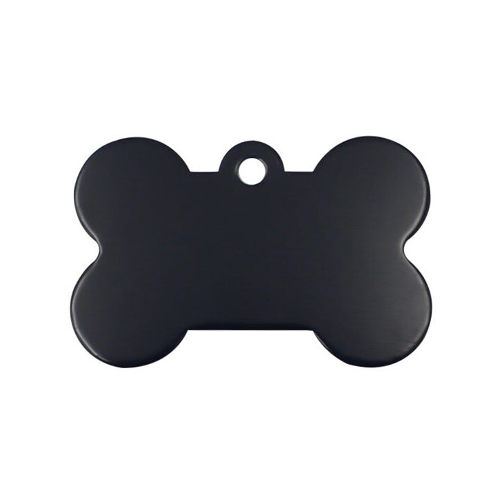 Personalized Name Tag Pet Supplies Dog Bone Shaped Aluminum ID Tag (Black)