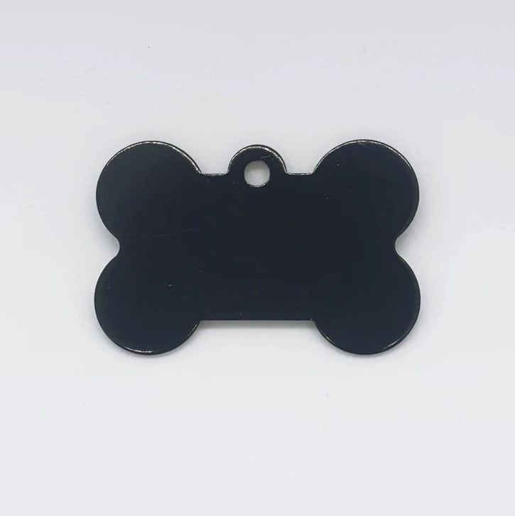 Personalized Name Tag Pet Supplies Dog Bone Shaped Aluminum ID Tag (Black)