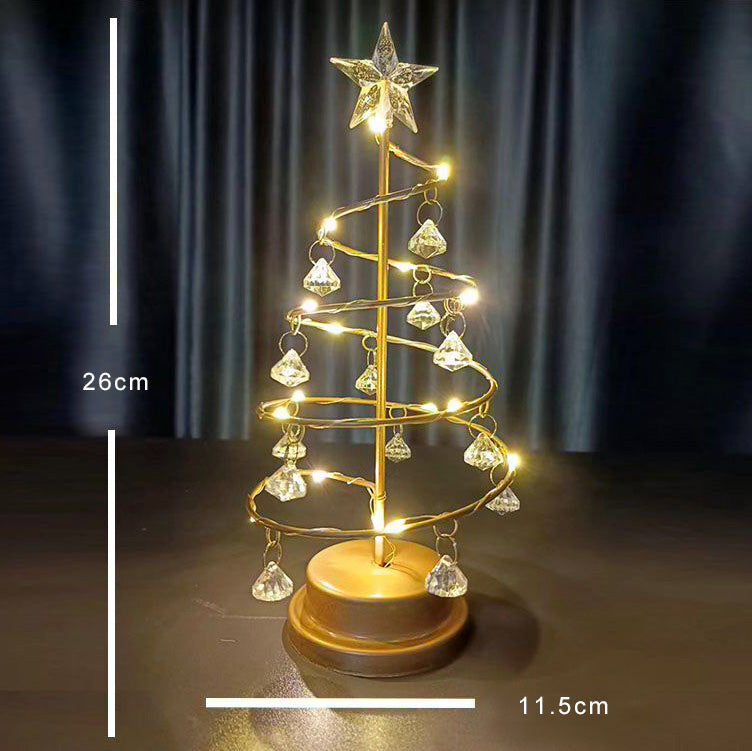 Gold Spiral LED Crystal Christmas Tree Lamp Light